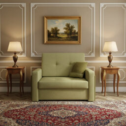 Viva Mel I Living Room Sofa Bed With Sleeping Function Storage Compartment Wooden Legs 110X98X86Cm Olive - thumbnail 2