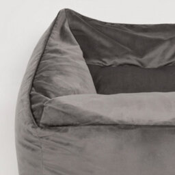 icon Natalia Velvet Adults Bean Bag Armchair And Pouffe, Ready Filled Large Beanbag And Footstool Charcoal Grey - thumbnail 6