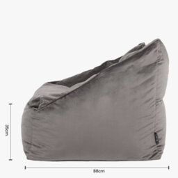 icon Natalia Velvet Adults Bean Bag Armchair And Pouffe, Ready Filled Large Beanbag And Footstool Charcoal Grey - thumbnail 9