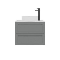 Royal Bathrooms Royal Bathroom Elmore 700mm Matt Pebble Grey Wall Mounted Countertop Bathroom Vanity Unit 2 Drawer With Art Basin - thumbnail 7