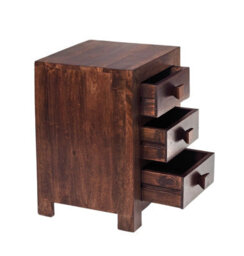 Buttercup Farm Toko Dark Mango 3 Drawer Bedside - Solid Mango Wood - L40 X W42 X H62 Cm - thumbnail 4