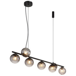 Luminosa Lighting Luminosa Dallerta Bar Pendant Ceiling Light Matt Black Smoke Glass Shade 7X G9 - thumbnail 1