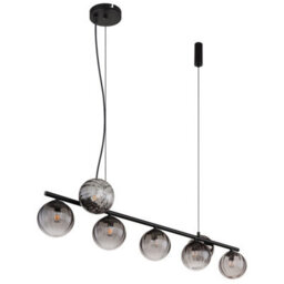Luminosa Lighting Luminosa Dallerta Bar Pendant Ceiling Light Matt Black Smoke Glass Shade 7X G9 - thumbnail 2