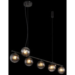 Luminosa Lighting Luminosa Dallerta Bar Pendant Ceiling Light Matt Black Smoke Glass Shade 7X G9 - thumbnail 5