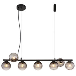 Luminosa Lighting Luminosa Dallerta Bar Pendant Ceiling Light Matt Black Smoke Glass Shade 7X G9 - thumbnail 3