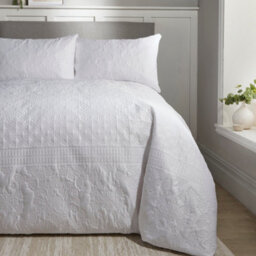 Serene Avery Stripe Pinsonic Soft Touch White Duvet Cover Set
