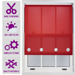 Made To Measure Daylight Roller Blind With Big Round Eyelets - (W)120Cm X (L)210Cm Red By Furnished