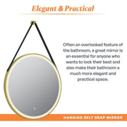 Plum&clay Janie Led Gold Circular Hanging Bathroom Mirror With Strap (H)1000mm (W)800mm - thumbnail 3
