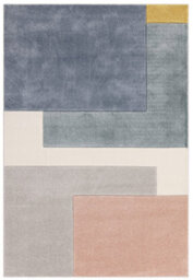 Grey Multicoloured Pink Modern Geometric 13mm Thick Stain-Resistant Rug For Living Room, & Dining Room-120Cm X 170Cm - thumbnail 5