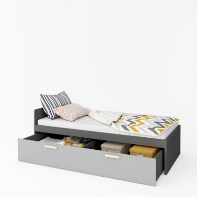 Arte Pok  Single Bed With Large Under Bed Drawer (H)680mm (W)950mm (D)2050mm  - Practical Children's Bed With Mattress And Storage - image 1