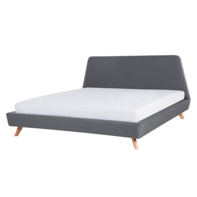 Beliani Bed Fabric Vienne 180 X 200 Cm (Eu Super King) Grey - image 1
