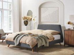 Beliani Bed Fabric Vienne 180 X 200 Cm (Eu Super King) Grey - thumbnail 2