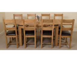 That's Furniture Richmond 140Cm - 220Cm Oak Extending Dining Table And 8 Chairs Dining Set With Lincoln Chairs - thumbnail 2