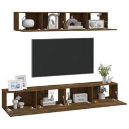 Berkfield Classic 4 Piece Tv Cabinet Set Smoked Oak Engineered Wood - thumbnail 7