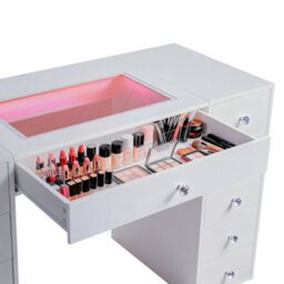 Fenchilin Dressing Table With Rgb Led Light Strip 11-Drawer Hollywood Makeup Vanity Desk - thumbnail 7