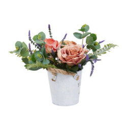 Living And Home Orange Artificial Potted Rose Flower Tabletop Decor - thumbnail 6