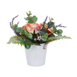 Living And Home Orange Artificial Potted Rose Flower Tabletop Decor - thumbnail 7