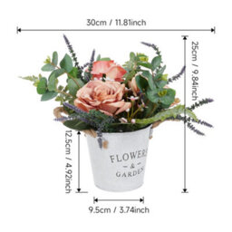 Living And Home Orange Artificial Potted Rose Flower Tabletop Decor - thumbnail 8