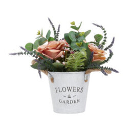 Living And Home Orange Artificial Potted Rose Flower Tabletop Decor - thumbnail 3