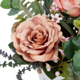 Living And Home Orange Artificial Potted Rose Flower Tabletop Decor - thumbnail 4