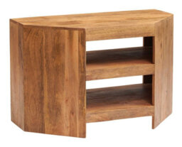Buttercup Farm Toko Light Mango Open Corner Tv Unit - Solid Mango Wood - L54 X W100 X H65 Cm - thumbnail 3