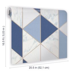 Sublime Marble Navy Metallic Effect Geometric Smooth Wallpaper - thumbnail 6