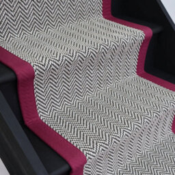 RainbowHome Herringbone Java Stair Runner With 100% Cotton Wine Border Sample - thumbnail 3