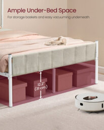 Vasagle Double Bed Frame, 135 X 190 Cm, With Upholstered Headboard, Metal Bed Frame, 500 Kg Weight Capacity - thumbnail 6