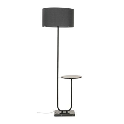 Valuelights Tavel Matte Black Floor Lamp With Table And Grey Shade - image 1