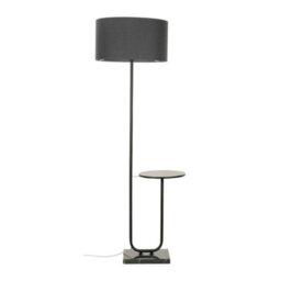 Valuelights Tavel Matte Black Floor Lamp With Table And Grey Shade - thumbnail 1