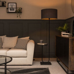 Valuelights Tavel Matte Black Floor Lamp With Table And Grey Shade - thumbnail 6