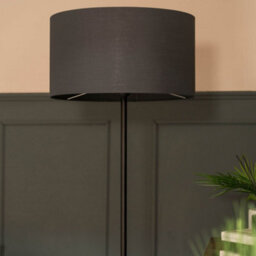 Valuelights Tavel Matte Black Floor Lamp With Table And Grey Shade - thumbnail 2