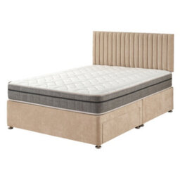 Aspire Grant Divan And Hybrid Memory Pocket Mattress, Linen Fabric, Strutted Headboard, No Drawers, Sand, Small Double - thumbnail 7