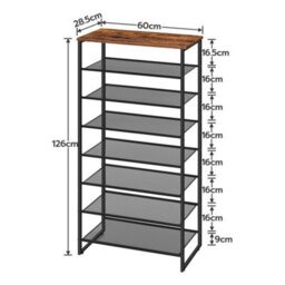 60 X 28.5 X 126 Cm Shoe Rack Shoe Storage Organizer Corner Shelf Display Shelf - thumbnail 2