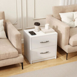 2 Drawer Nightstand Modern Bedside Table Accent Sofa Side Table - thumbnail 3