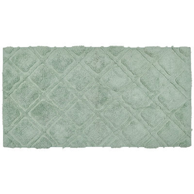 Beliani Green Cotton Area Rug 80 X 150 Cm Hand-Tufted Geometric Low Pile Shaggy Design - image 1
