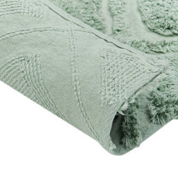 Beliani Green Cotton Area Rug 80 X 150 Cm Hand-Tufted Geometric Low Pile Shaggy Design - thumbnail 7