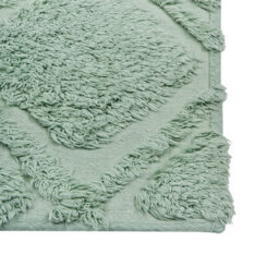 Beliani Green Cotton Area Rug 80 X 150 Cm Hand-Tufted Geometric Low Pile Shaggy Design - thumbnail 5