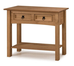 Mercers Furniture Corona 2 Drawer Console Table 1 Shelf Hallway Stand Side Unit Solid Wood Pine Wooden With Mexican Styling - thumbnail 3