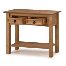 Mercers Furniture Corona 2 Drawer Console Table 1 Shelf Hallway Stand Side Unit Solid Wood Pine Wooden With Mexican Styling - thumbnail 2