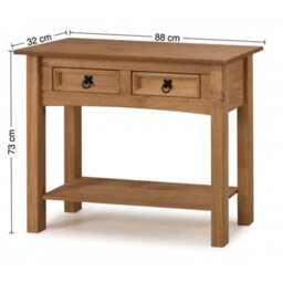 Mercers Furniture Corona 2 Drawer Console Table 1 Shelf Hallway Stand Side Unit Solid Wood Pine Wooden With Mexican Styling - thumbnail 4