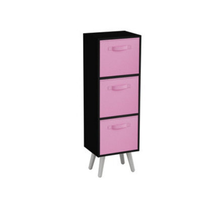 Urbn-Living Black 3-Tier 3-Drawer Cube Shelving Unit With Scandinavian Legs - image 1