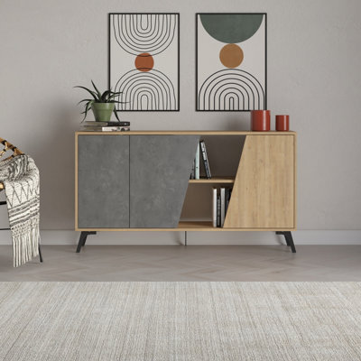 Decortie Fiona Console Sideboard Display Unit 150 Oak Retro Grey - image 1
