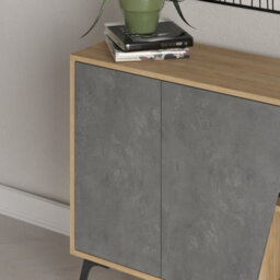 Decortie Fiona Console Sideboard Display Unit 150 Oak Retro Grey - thumbnail 4