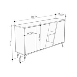 Decortie Fiona Console Sideboard Display Unit 150 Oak Retro Grey - thumbnail 3