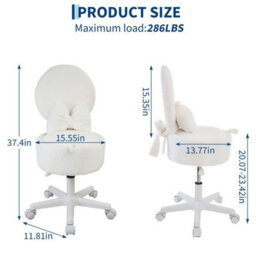 White Vanity Chair With Hidden Storage Foldable Backrest Converts To Footstool - thumbnail 2