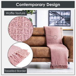 "Emma Barclay Honeycomb Throw Over Blanket 70"" X 100"" Blush" - thumbnail 3
