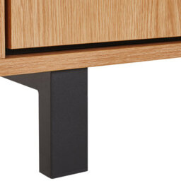 Beliani Home Retro Tall Sideboard Oak Finish With Black Legs, 3 Cabinets And 2 Open Shelves - W96 X D40 X H135 Cm - thumbnail 8