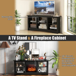 Gainoom 147Cm Black Tv Stand For Tvs Up To 65 Inches Media Entertainment Center - thumbnail 8