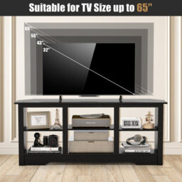 Gainoom 147Cm Black Tv Stand For Tvs Up To 65 Inches Media Entertainment Center - thumbnail 7